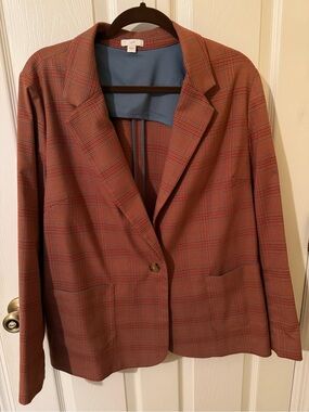 J. Jill Plaid Rust-Tone Single-Button Blazer